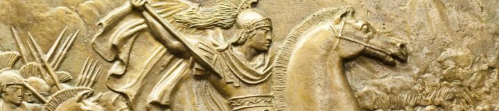 Scultura bassorilievo di Alessandro Magno a cavallo