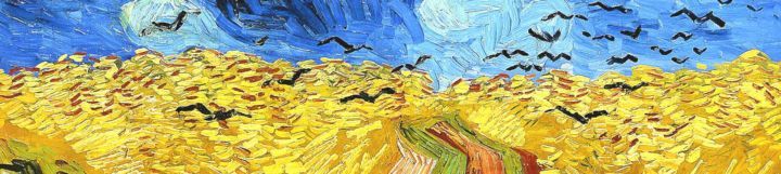 Close-up of Van Gogh's painting Wheatfield with Crows