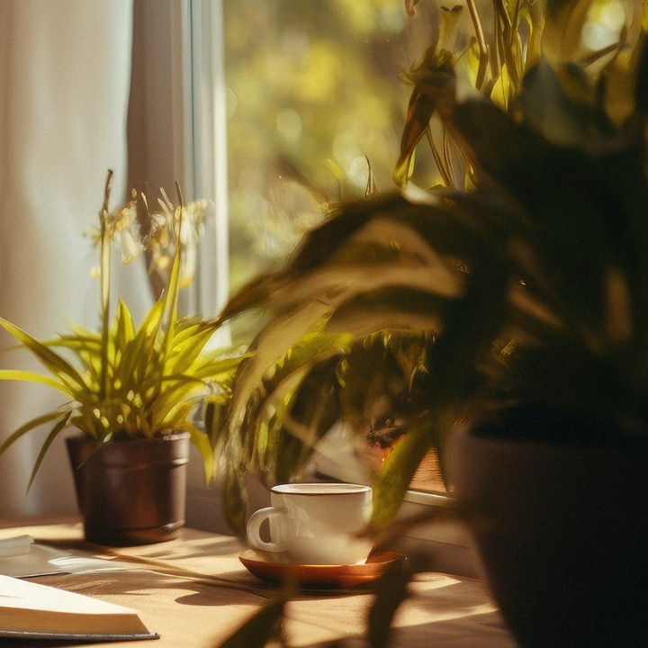 Indoor plants near sunny window