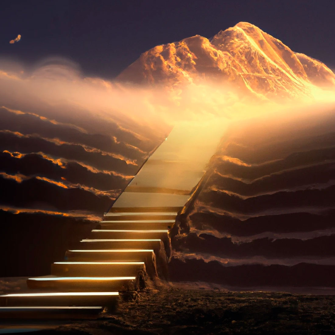 QUADRATAOK_DALL·E-2022-10-10-16.45.52—photorealistic-image-of-the-Mount-Olympus,-ethereal-light,-side-light,-sunset,-stairs-made-of-light-from-bottom-to-top